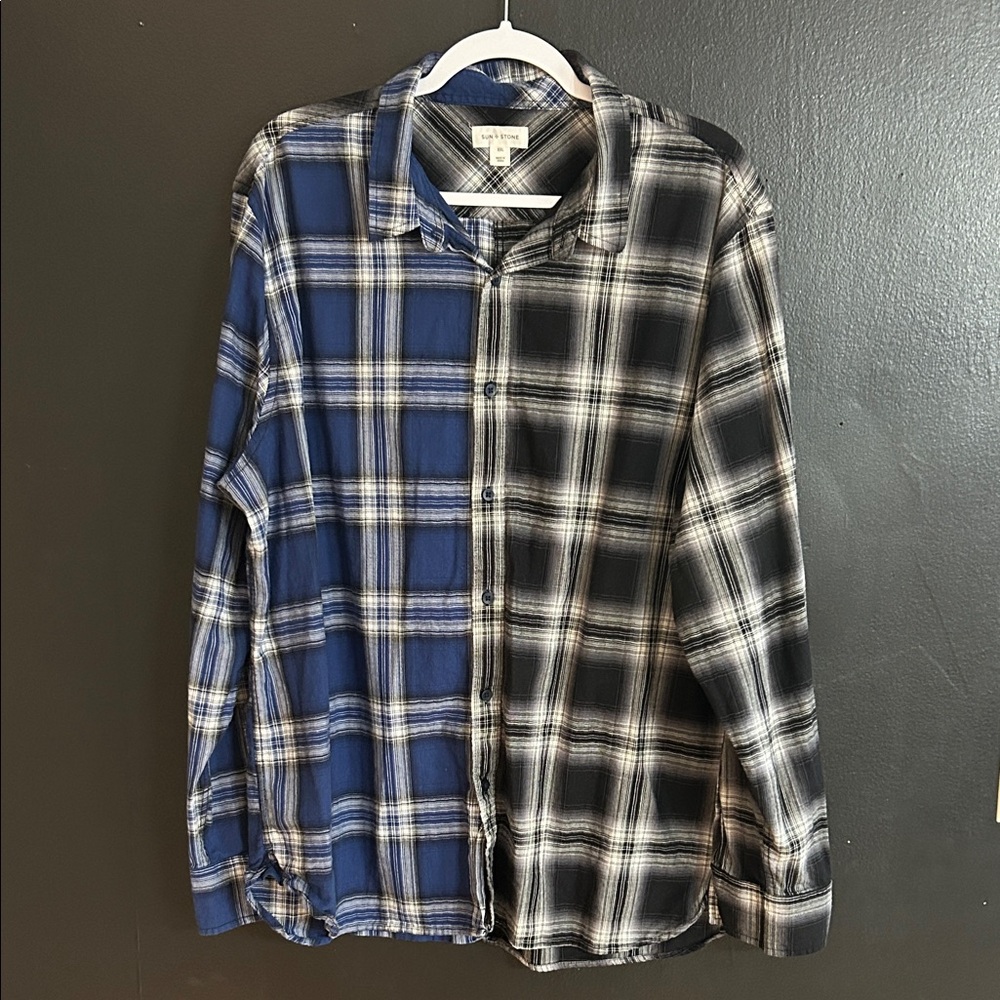Sun + Stone Dual-Tone Plaid Shirt